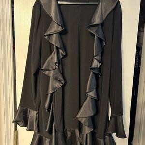 MARINA Black Long Sleeve Ruffle top